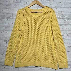 Talbots Yellow Knit Lambswool Blend Crewneck Pull Over Sweater Women's Size M